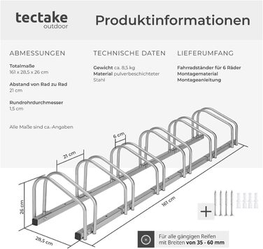 Підставка для велосипедів tectake® - для 4 велосипедів (можливість розширення до 6)