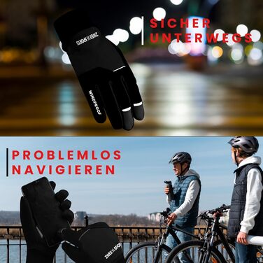 Велосипедні рукавички чоловічі зимові, вітронепроникні, водовідштовхувальні, з підкладкою, з м'якою підкладкою, неслизькі, терморукавички для їзди на велосипеді, підходять для жінок та чоловіків, бігові рукавички, чорного кольору