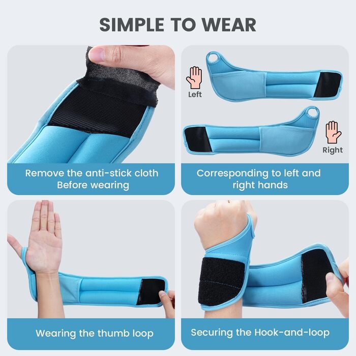 Набір вантажів для зап'ястя Sportneer (2 шт.) з петлями для великого пальця, синій