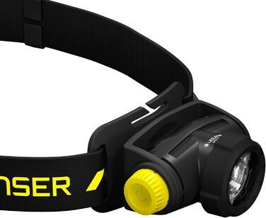 Ліхтар налобний LED Ledlenser H5R Work, 350 люмен, водонепроникний IP67, регульований, поворотний, з плавним регулюванням яскравості, 2xAA батарейки, дальність освітлення 160м, з батарейками