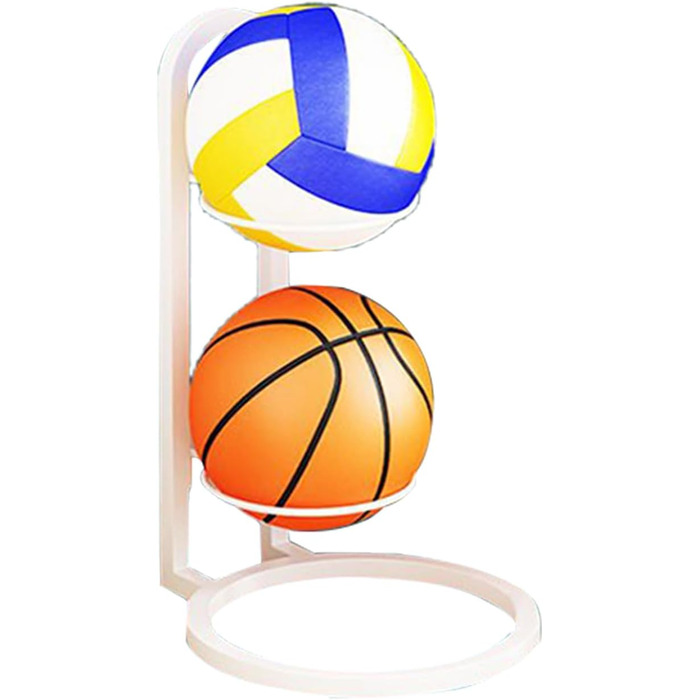 Стенд для м'ячів: баскетбол, футбол, волейбол, металевий, 2 яруси, білий