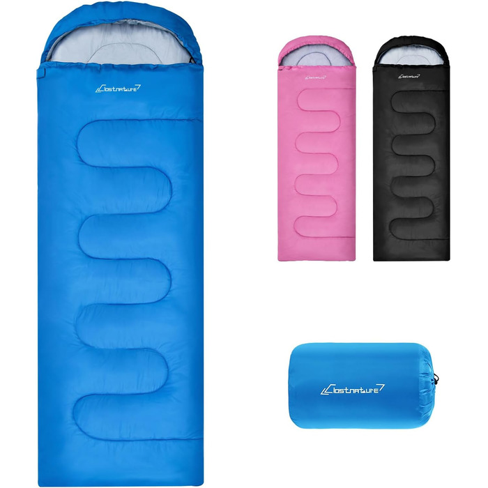 Спальний мішок Clostnature для кемпінгу та подорожей - Легкий, компактний, 3-сезонний, блакитний (0.9 кг)