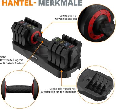 Набір регульованих гантелей EnterSports 10 кг, 5-в-1, для дому та фітнесу