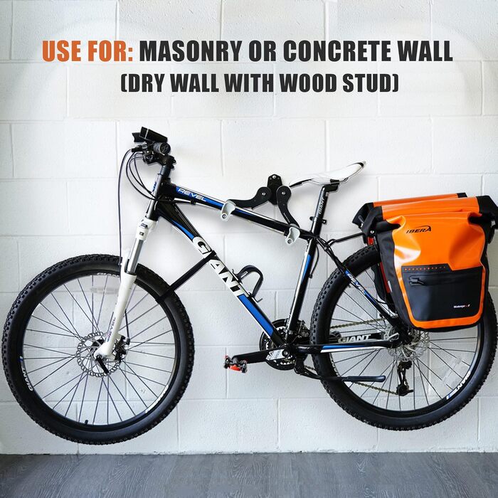 Кріплення для велосипеда Ibera на стіну, горизонтальне, регульоване, для дому/гаража, 45°