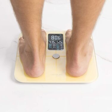 Ваги для ванні кімнати Cecotec Digitale 10400 Smart Healthy Vision Yellow з APP, Bioimpedanzmessung, вимірювання серцевого ритму, максимальне навантаження 180 кг