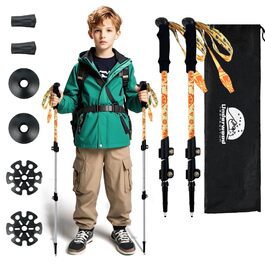 Дитячі телескопічні трекінгові палиці UnderwoodAggregator для походів та лиж, легкі алюмінієві палиці для дітей 6-12 років, жовті, 2 шт.