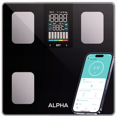 Електронні ваги для ванної Alpha — Аналітичні, з BMI та додатком українською