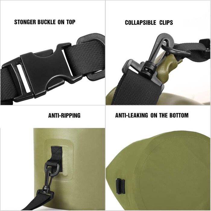 Водонепроникний мішок Unigear Dry Bag 30L (армійний зелений) – 2L/5L/10L/20L доступні – для каякінгу, риболовлі, кемпінгу та пляжу
