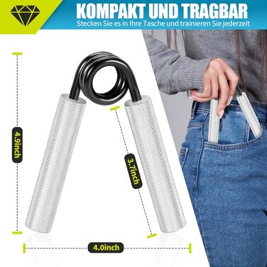 Набір з 4 тренажерів для рук та пальців, алюмінієвий тренажер передпліччя, тренажер для сили хвата, тренажер для м'язів рук, для зміцнення хвата, нарощування м'язів та реабілітації рук (50/100/150/200 lbs)