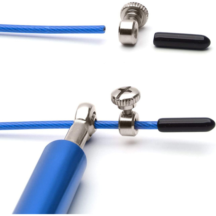 Стрибкове канат CKB LTD Elite Speed-Springseil: преміум-алюмінієві ручки, регульована довжина 3 м, фітнес, для дорослих, з сумкою, функціональне тренування, 1 шт, колір: кобальтово-синій