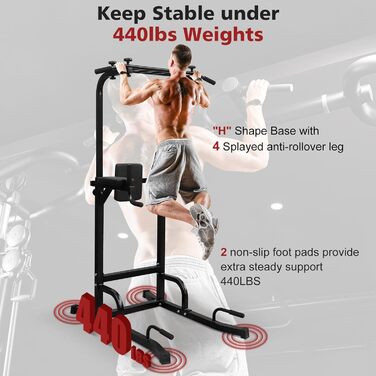 GYMFLEX Станція для віджимань Dip Station, багатофункціональний турнік для дому, фітнес-обладнання для калістеніки та силових тренувань, регульована висота (154-207 см)