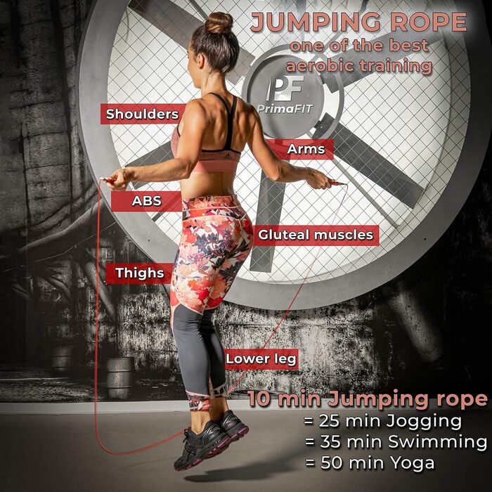 Скакалка PrimaFIT для дорослих 3м, регульована з обважнювачами, 2 підшипники, антиковзні ручки, сталева мотузка, для боксу, MMA, кросфіту, з чохлом, червона