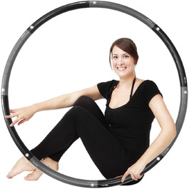 Обруч для схуднення Hula Hoop 2,3 кг, 8-сегментний, 100 см, фітнес-обруч для дорослих, чорний-сірий