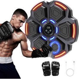 Музичний бокс-машина Snawowo для дорослих з LED підсвічуванням, Bluetooth, 9 режимами швидкості, режимом підрахунку та боксерськими рукавичками
