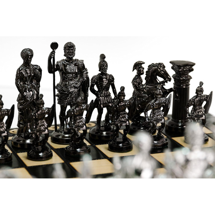 Шахи Master of Chess Spartan 40x40 см, металізована пластикова фігура, дерев'яна дошка, антик Рим, класична настільна гра