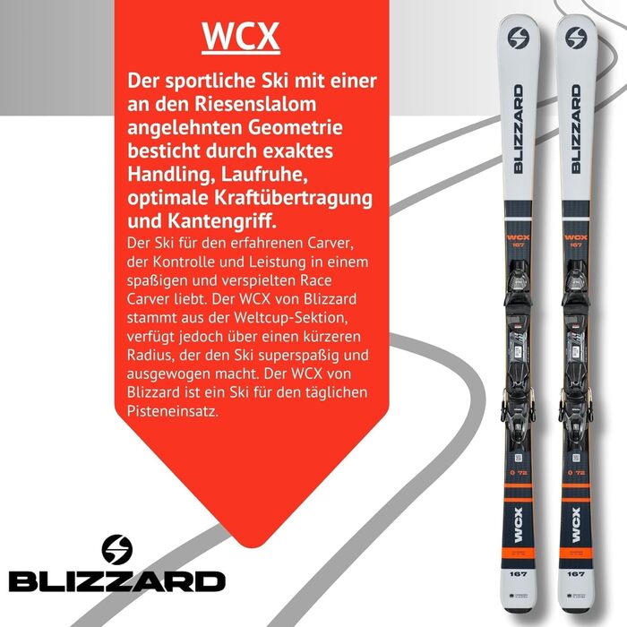 Льодоступи для фріраїду Blizzard WCX - повний камбер та рокер - з кріпленнями TLT10 Demo Z3-10 - для досвідчених та хороших лижників - слаломні лижі для підготовлених трас
