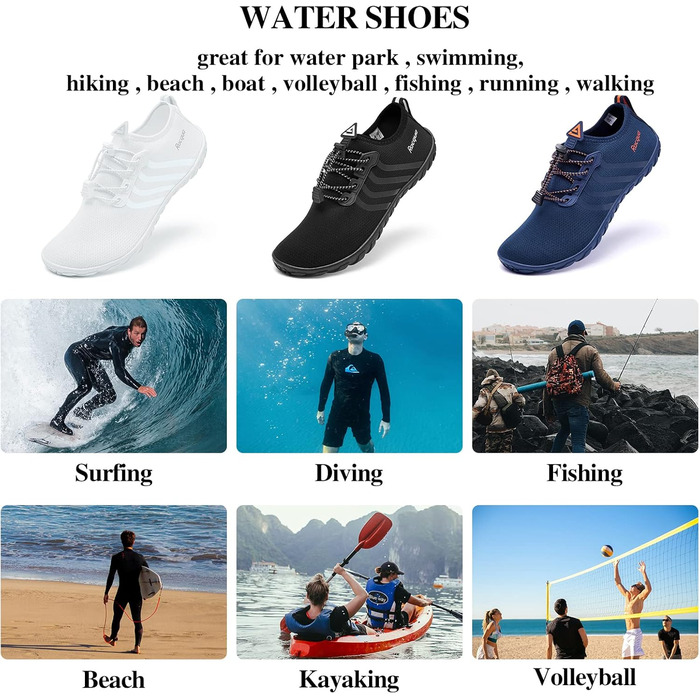 Водні черевики для плавання Raqua - чоловічі та жіночі, розмір 35-47, білі