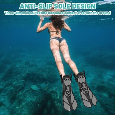 Ласти для плавання Schwimmflossen S/M (36-41) унісекс, регульовані, з відкритим п'яткою, чорні