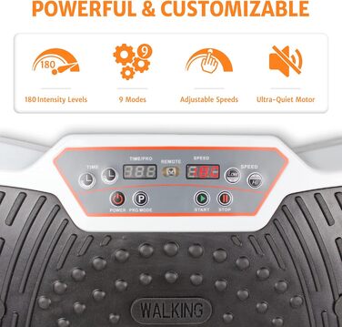 Віброплатформа Leogreen для фітнесу, біла/чорна, 69x39x13 см - тренажер для схуднення та масажу