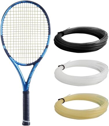 Тенісна ракетка Babolat Pure Drive 107 (10 покоління), натягнута, струни Babolat Syn Gut 16g, середня натяжка, білий колір