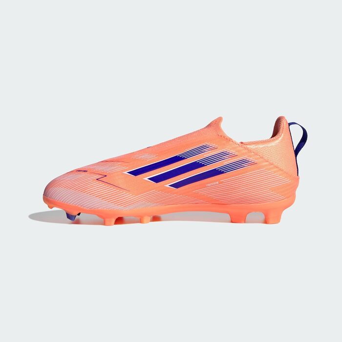 Дитячі футбольні бутси adidas F50 League Laceless для твердого поля (33 EU, Beam Orange/Lucid Blue/Cloud White)