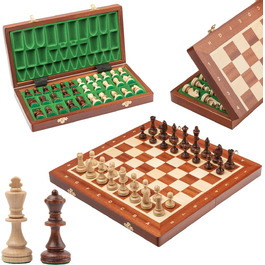 Шаховий набір Tournament NO. 7 | Master Of Chess | Розкішний шаховий стіл 50 см | Махагоні та Сикомор, високоякісне дерев'яне шахове дерево Staunton для всіх NO.7 Махагоні & Береза 50 см