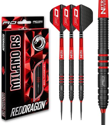Дротики RED DRAGON Milano RS з вольфраму 21-26 г з оперенням і стрижнями