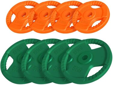 Диски для штанги GORILLA SPORTS, 1,25–30 кг, 30 мм, чавун з гумовим грипером, різні кольори, поштучно або набір