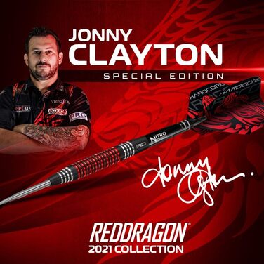 Професійні дартс RED DRAGON Jonny Clayton 22 г, вольфрам, з оперенням та стрижнями, спеціальна серія