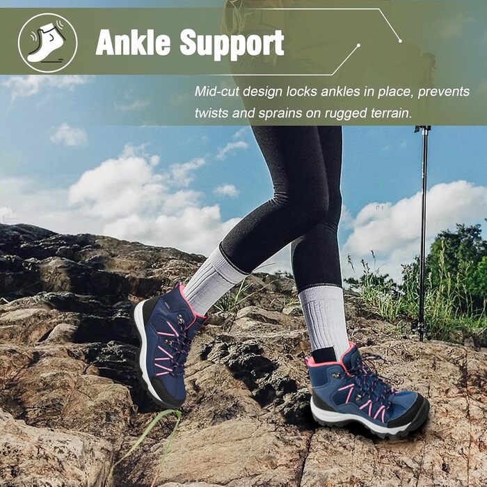 Черевики для трекінгу жіночі, туристичні черевики, водонепроникні, для хайкінгу та кемпінгу, Marineblau, 42 EU