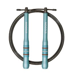 Скакалка Springseil для дорослих, фітнес, швидкість, алюмінієві ручки блакитні, 300 см, PVC-сталевий трос, 360° обертання, антиковзний, для CrossFit