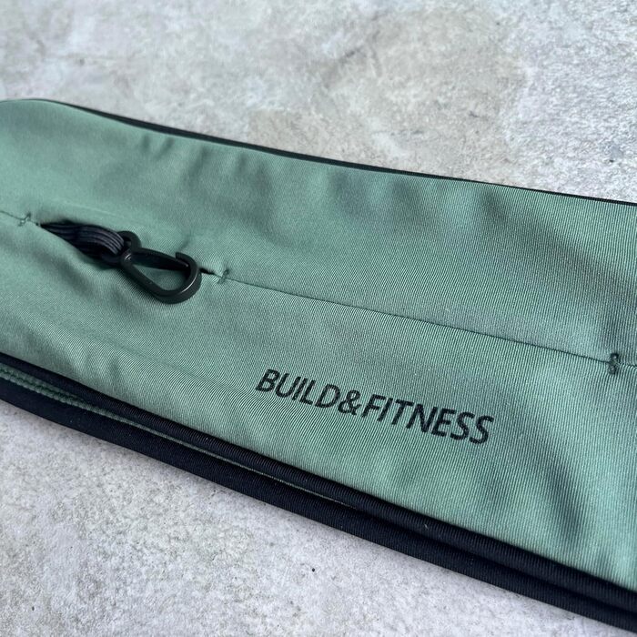 Поясна сумка для бігу Build & Fitness, Khaki: тримач для телефону, ключа, зручна та легка для жінок і чоловіків. Підходить для Samsung та iPhone.