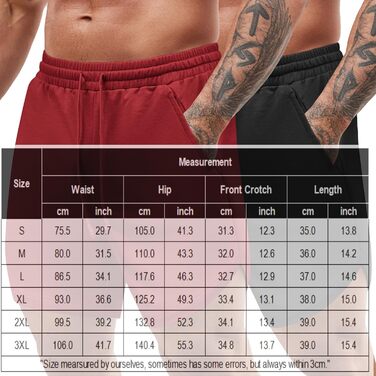 Шорти чоловічі COOFANDY літні, 2 шт. (S, бордовий/чорний) з гумкою, кишенями, для спорту та відпочинку