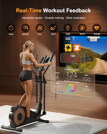 Еліптичний тренажер Aeriflo M100 для дому: маховик 8 кг, підтримка Kinomap, довжина кроку 42 см, пульсометр, магнітна система гальмування, до 150 кг