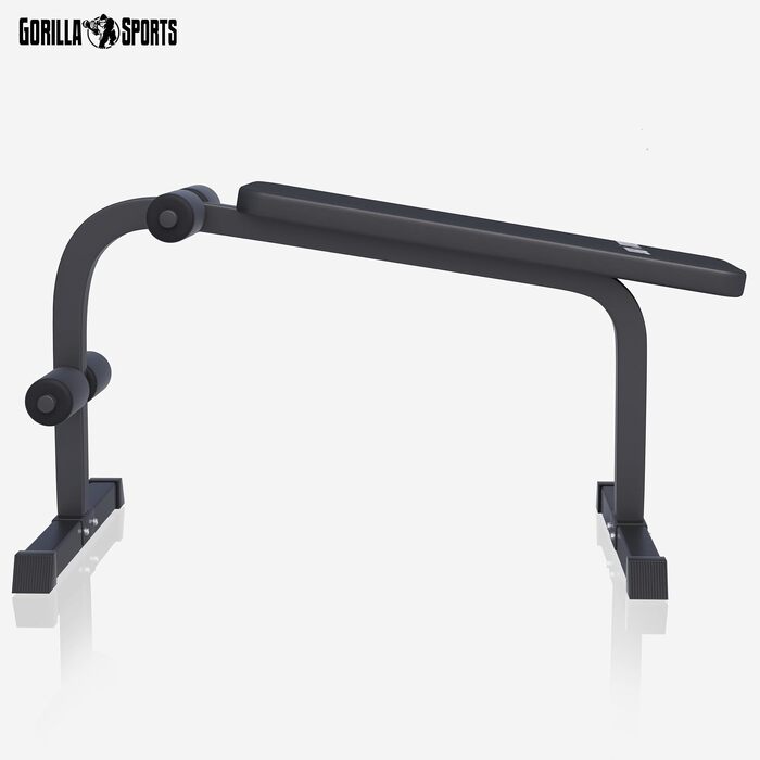 Тренажер для преса та спини GORILLA SPORTS® (скамья для скручиваний), 120x67x49–63 см, сталевий каркас, фіксація ніг, до 150 кг