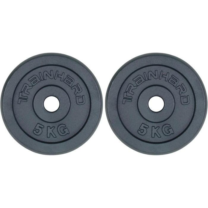 Комплект млинців для штанги Train Hard, чавунні, 2 x 5 кг, отвір 30/31 мм