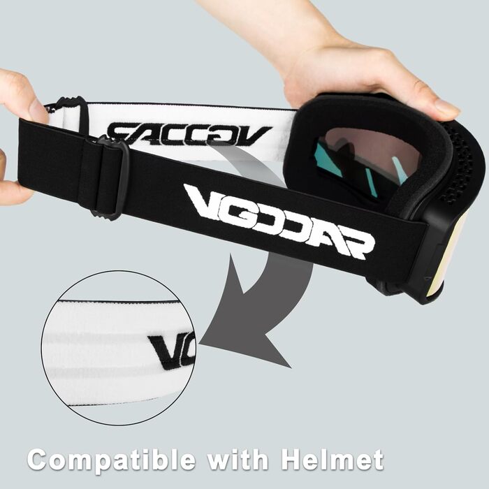 Снігові окуляри Vgooar з OTG циліндричною лінзою, регульованими ремінцями, 100% UV захистом, анти-туманне покриття для чоловіків та жінок, червоні