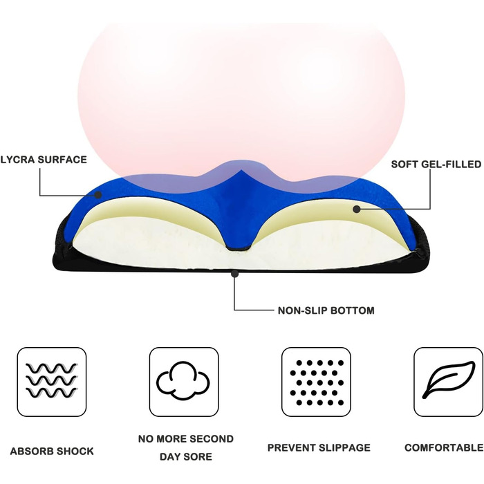 Покриття для велосипедного сидіння Sattelbezug, 27 x 25 см, гелеве, широке, для стаціонарних велосипедів, велотренажерів, спиннингу, з гелевою подушкою, м'яке, темно-синій