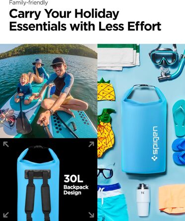 Водонепроникний мішок Spigen Aqua Shield 30L: Сумка для плавання, кемпінгу, каякінгу (Синій)