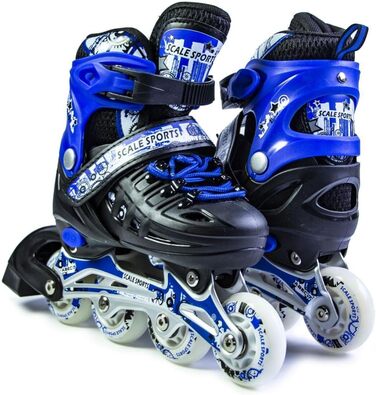 Дитячі ролики-кольоротки з підсвічуванням – ролики для катання для дітей чорно-білі (чорно-сині, розмір M)