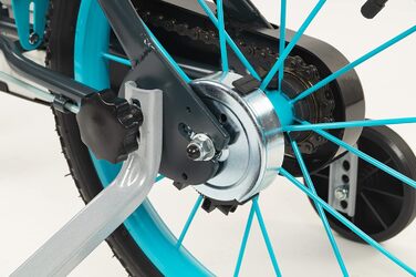 Дитячий велосипед Kinderfahrrad Blue Ice 16 дюймів зі стабілізаторами та пляшкою для води, 5-7 років