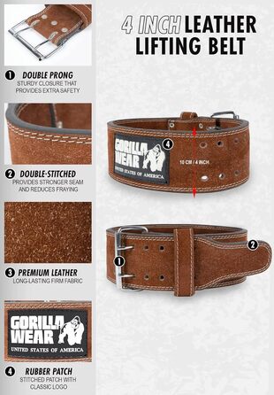 Пояс для підйому важких ваг Gorilla Wear, шкіряний, 4 дюйми, чорний