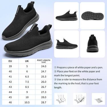 Сліпони чоловічі Sosenfer: дихаючі кросівки без шнурівків, зручні спортивні та прогулянні, сірі та чорні (46 EU)