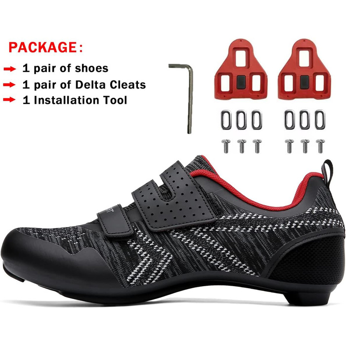 Велотуфлі ULTIANT для їзди в залі та на вулиці, сумісні з Peloton, Look SPD SL Delta, 41 EU, чорні