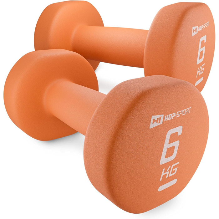 Гантелі Hop-Sport 2x6 кг, чавунні з неопреновим покриттям, набір 2 шт.