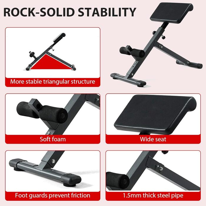 Тренажер для спини з гіперекстензією, регульований, до 150 кг. Ідеально для дому. Розвантажує м'язи спини, стегон та пресу.