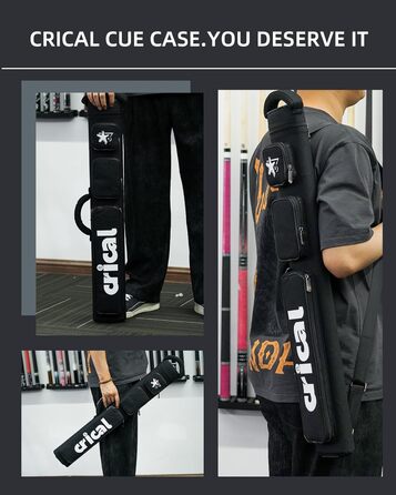 Кейс для більярду CRICAL, 2 x 2 жорсткі чохли для снукеру, з штучної шкіри/оксфордського канвасу (чорний)