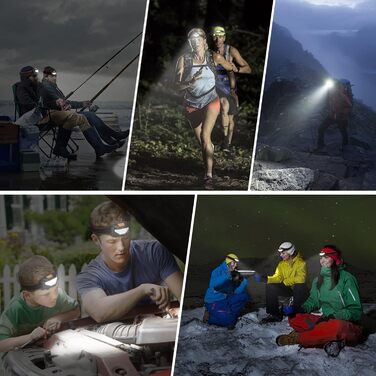 LED налобний ліхтар Suright, 2 шт. 140 люмен, 3 режими, водонепроникний, для бігу, риболовлі, кемпінгу, полювання, альпінізму, прогулянок з собакою