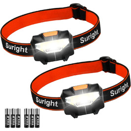 LED налобний ліхтар Suright, 2 шт. 140 люмен, 3 режими, водонепроникний, для бігу, риболовлі, кемпінгу, полювання, альпінізму, прогулянок з собакою