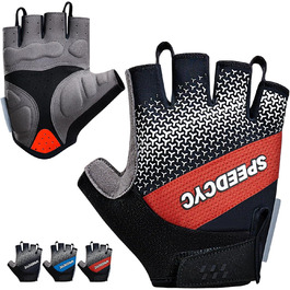 Велосипедні рукавички без пальців з посиленими вставками, антиковзкі, дихаючі для чоловіків та жінок (червоні, S)